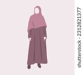 Woman in hijab vector flat illustration.