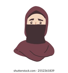 Woman in a Hijab:  A woman's face partially covered by a hijab, with a soft and subtle expression.  The illustration represents the beauty and grace of Islamic tradition.