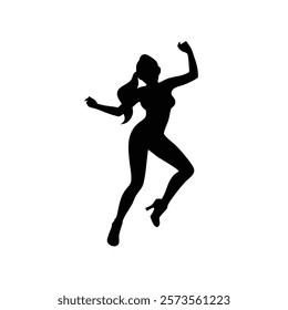 A woman hip hop dance vector silhouette