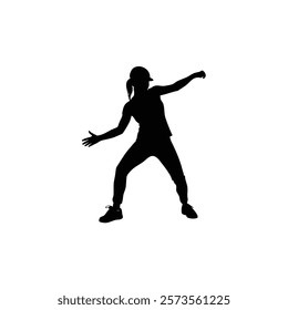 A woman hip hop dance vector silhouette