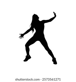 A woman hip hop dance vector silhouette