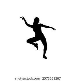 A woman hip hop dance vector silhouette