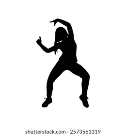 A woman hip hop dance vector silhouette