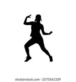 A woman hip hop dance vector silhouette