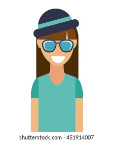 woman hipster style isolated icon design, vector illustration  graphic 