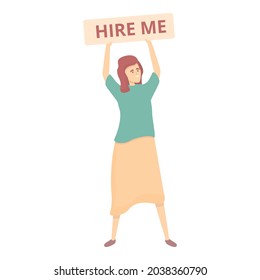 Woman hire me icon cartoon vector. Job resume. Online recruit