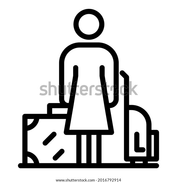 Woman hitchhiking
icon. Outline woman hitchhiking vector icon for web design isolated
on white background