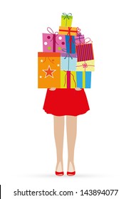 Woman hold christmas gift