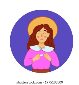 Woman hold in hand fortune cookies with prediction. Woman open fortunes cookie. Vector illustration