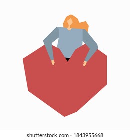 Woman hold heart flat vector illustration. Can use for web, valentine card, coupon