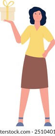 Woman hold present box. Gift packagesale