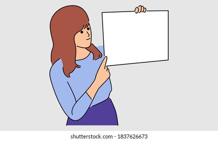 Woman hold a white board