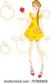  Woman holding an apple