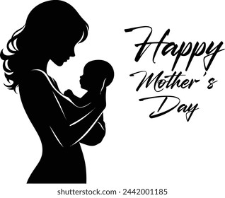 A woman holding a baby in her arms silhouette┃Mother's day silhouette