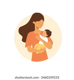 A woman is holding a baby in her arms, hand made not AI.