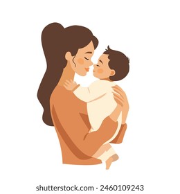 A woman is holding a baby in her arms, hand made not AI.