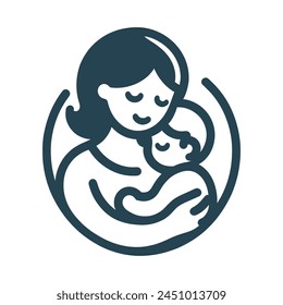 Woman holding baby. Mother and child. Icon, Vector