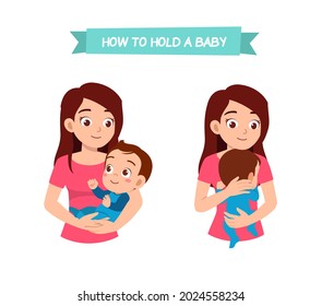 woman holding baby pose with good way