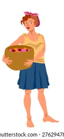 Woman holding basket with apples - multicolored 