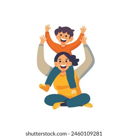 A woman is holding a child on her lap, hand made not AI.