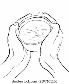 Woman holding a coffee cap drawing
