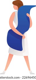 Woman Holding Curvy 2 UI Banner Illustration Vector EPS