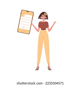 La mujer lleva un documento. Concepto de protección de datos. Un contrato inteligente. Moderno estilo de moda.