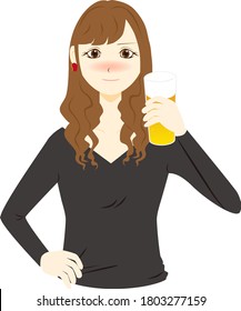 Woman holding a drink canned beer