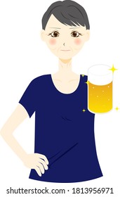 Woman holding a drinking beer