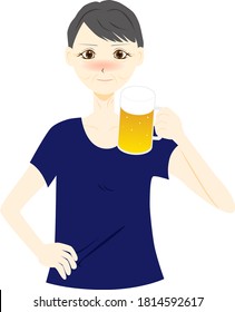 Woman holding a drinking beer