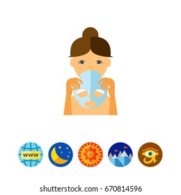Woman Holding Facial Sheet Mask Icon