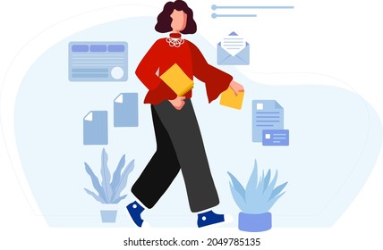 
Woman is Holding Files in the Office illustration