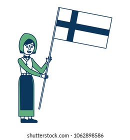 woman holding flag in swedish traditional folk costume