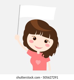 woman holding a flag vector