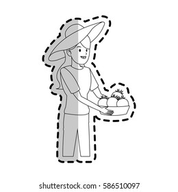 woman holding fruits icon image