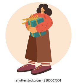 woman holding a gift box