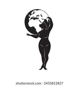 Woman holding the globe on her shoulders - Goddess of fertility