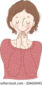 A woman holding hands and thinking about something.