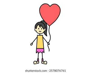 Woman Holding Heart Balloon Valentine Day