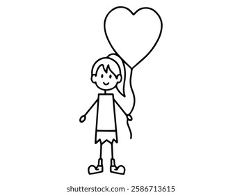 Woman Holding Heart Balloon Valentine Day