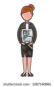 woman holding her resume for work