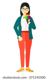 Woman holding icecream.