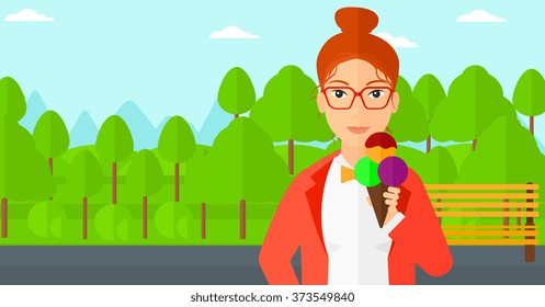 Woman holding icecream.