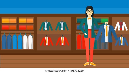 Woman holding jacket.