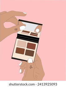 woman holding makeup, makeup illustration, makeup vector, beauty vector, eyeshadow illustration