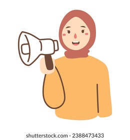 woman holding megaphone shouting yelling loudspeaker