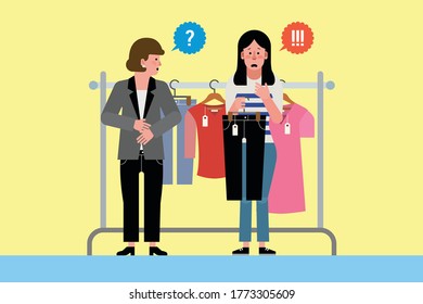 Woman holding pants - stock vector