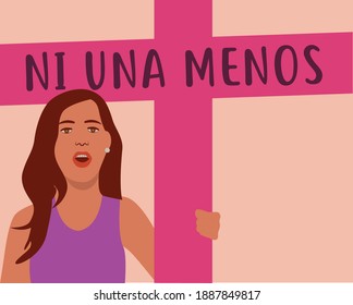 Woman Holding A Pink Cross, Which Means The Fight For Women Victims Of Femicide In Mexico