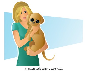 Woman Holding Puppy