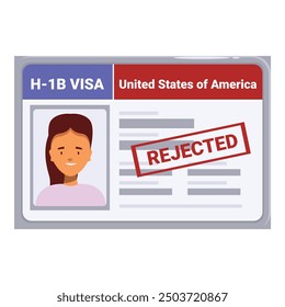 Woman is holding a rejected work visa application for the united states of america